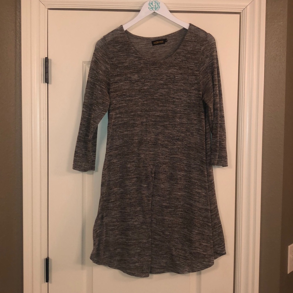 Reborn marled brown gray black fit and flare tunic